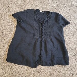 Eileen Fisher Womens Black Linen Top Size Medium